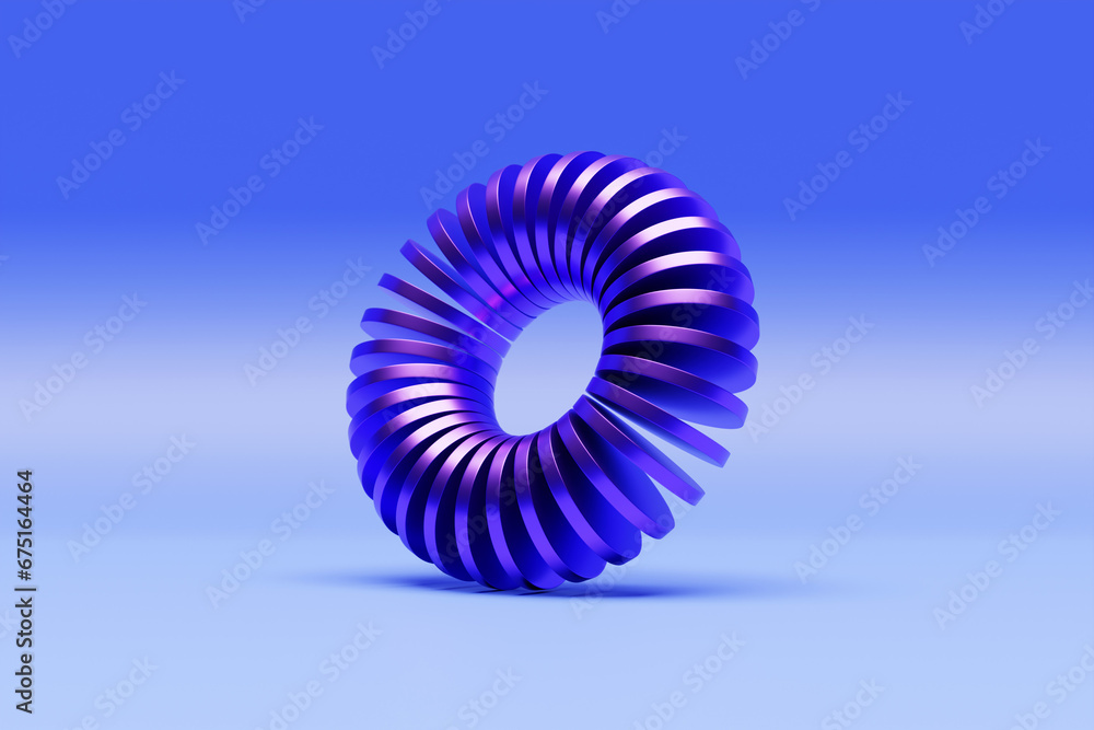 Poster object placement mockup for cosmetic product with flying abstract torus, 3d rendering of modern prod