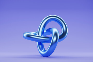Abstract shape against pink  and blue background, 3D illustration.  Smooth shape 3d rendering