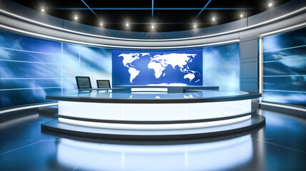 News Studio. Backdrop for TV shows.TV studio. News studio. The perfect backdrop for any green screen or chroma key video or photo production. 3d render