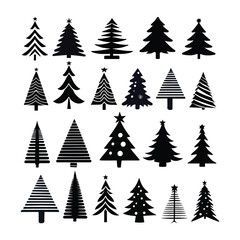Vector collection of christmas trees modern flat design