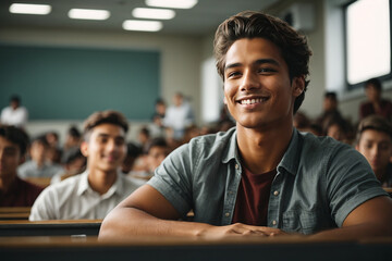 portrait of student in classroom