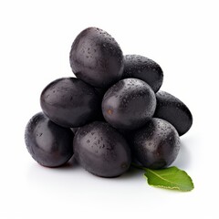 A Tower of Flavorful Black Olives Topped with a Vibrant Green Leaf