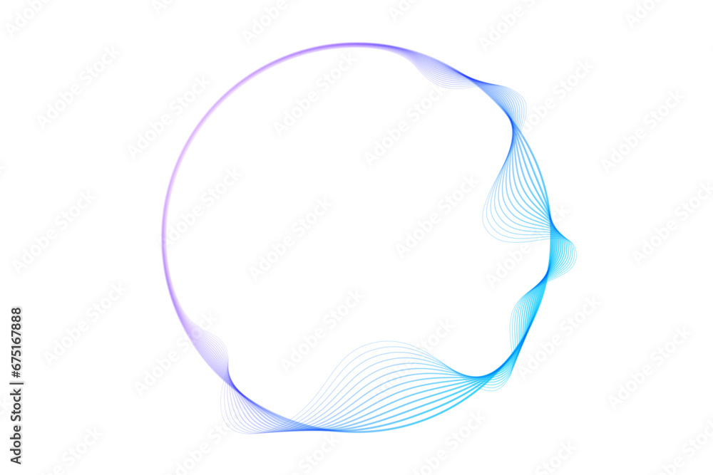 Aufkleber Vector abstract circles lines wavy in round frame colorful blue purple gradient isolated on transparent background with empty space for text