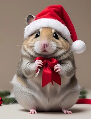 hamster in santa hat