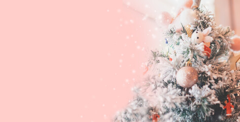 Merry Christmas background or banner with copy space. Concept of Christmas is coming, ornament,...