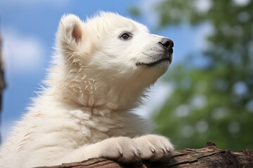 Polar bear cub outdoors