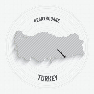 Turkey Earthquake concept on turkey map. Praying for Turkey.