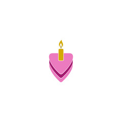Cake with candle icon isolated on white background