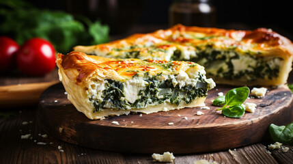 Homemade pie with spinach
