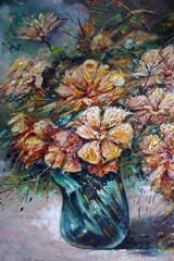 Original   creativity activity art oil painting   petal  flower   
