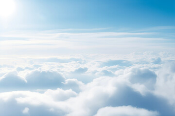 Fototapeta na wymiar Blue sky and white clouds with sunlight background. View from top. High quality photo