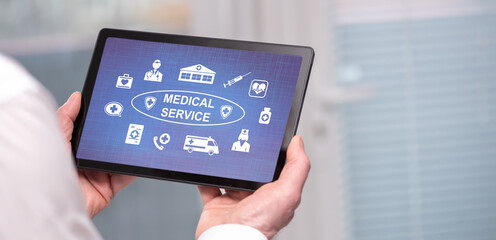 Medical service concept on a tablet
