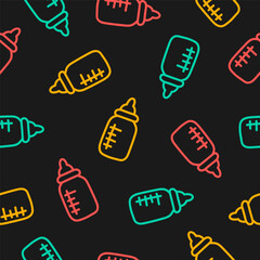 Seamless pattern with colorful baby bottles