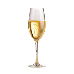 glass of champagne on a white isolated background