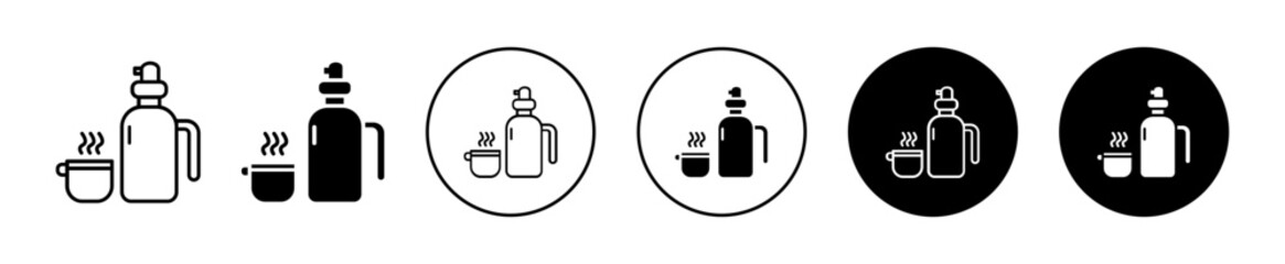 Thermos vector illustration set. Coffee thermo bottle icon for UI designs. Suitable for apps and websites.