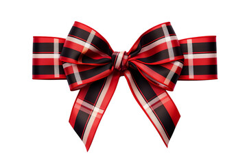 ribbon and bow with christmas theme isolated against transparent white background