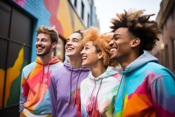 Closeup of gay, lesbian, genderless diverse people representing the diversity of the lgbtq community.