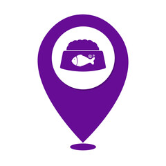 purple cat food bowl location icon and fish