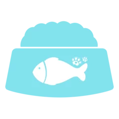 Rucksack blue sky cat food bowl icon and fish © bank