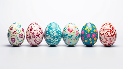 Colored Easter eggs on a white background