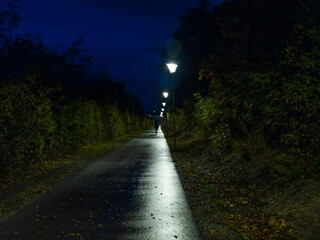 dark path on rainy night