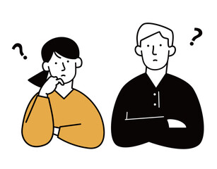 考える男性と女性のイラスト素材