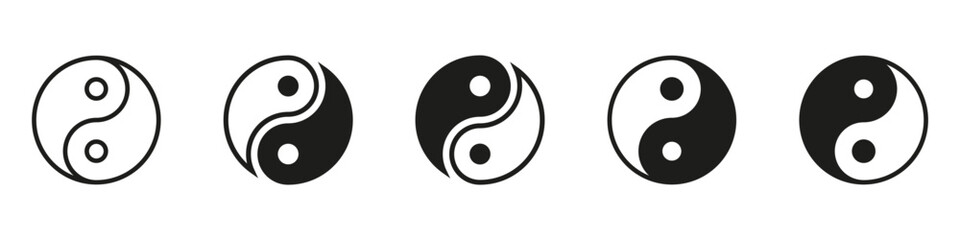 Yin Yang icon set isolated on transparent background. Vector illustration. - obrazy, fototapety, plakaty