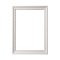 White blank picture frame, realistic horizontal picture frame. Empty white picture frame, mockup template isolated on white background.