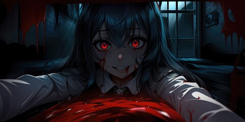 Scary Cute Girl High Quality Illustration