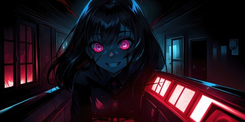 Scary Cute Girl High Quality Illustration