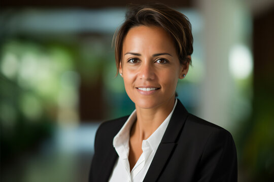 A Woman In A Black Jacket And White Shirt