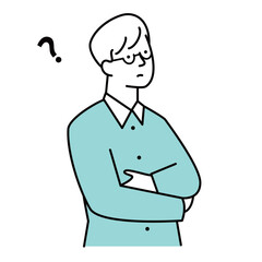 悩んでいる男性会社員のイラスト素材
