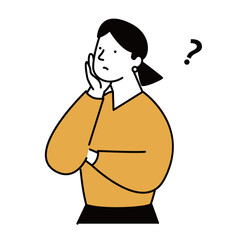 考え事をする女性のイラスト素材