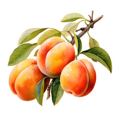 Apricot, Fruits, Watercolor illustrations