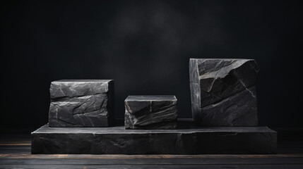 Black stone podium for product display