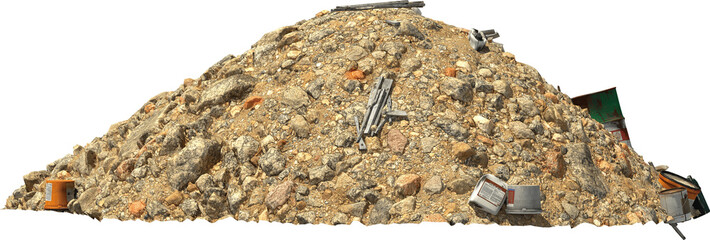 rubble heap construction site isolated - 675183439