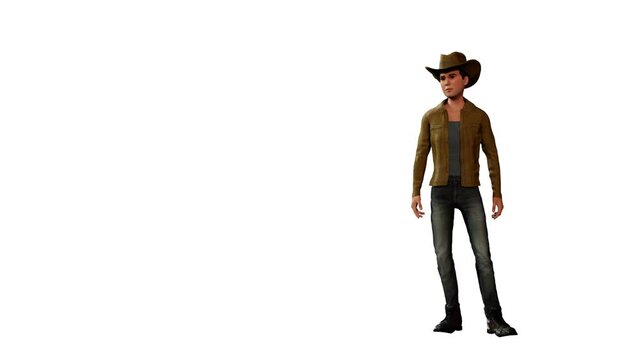 4K 3D Animation: Cowboy Idle Character