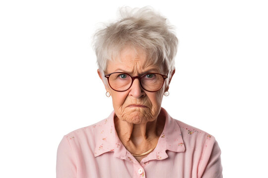 Contemptuous Old Woman Isolated on transparent background