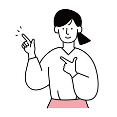 指差しをする会社員女性のイラスト素材