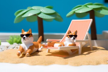 Obraz na płótnie Canvas 柴犬とビーチ