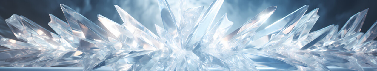 Obraz premium A hyper-realistic ice crystal formation, with sunlight refracting through each prism-like facet
