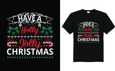 Fototapeta premium Have a Holly Jolly Christmas Text Illustration Vector,Christmas lettering and decorations for christmas card, gift bag or box design