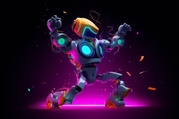 Robot dancing to music - colorful concept design. Generative AI