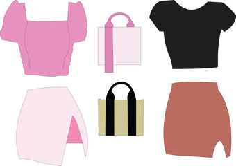 illustration of a set of pink and white shirts