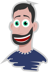 Sticker Of A Cartoon Bearded Man