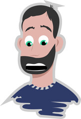 Sticker Of A Cartoon Bearded Man
