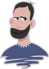 Sticker Of A Cartoon Bearded Man