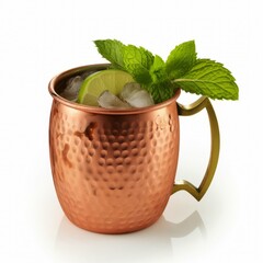 A Refreshing Drink in a Polished Copper Mug