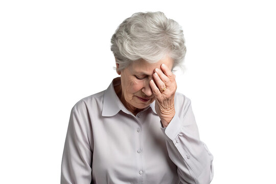 Sorrowful Old Woman Expression Isolated on transparent background
