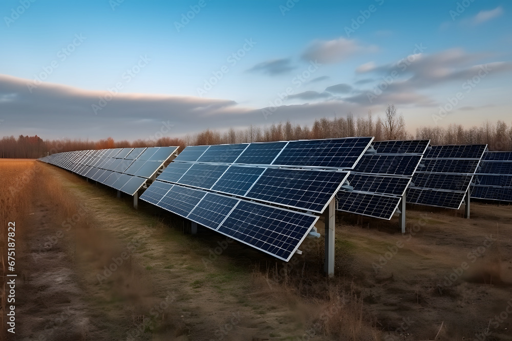 Wall mural solar panels on a farm.